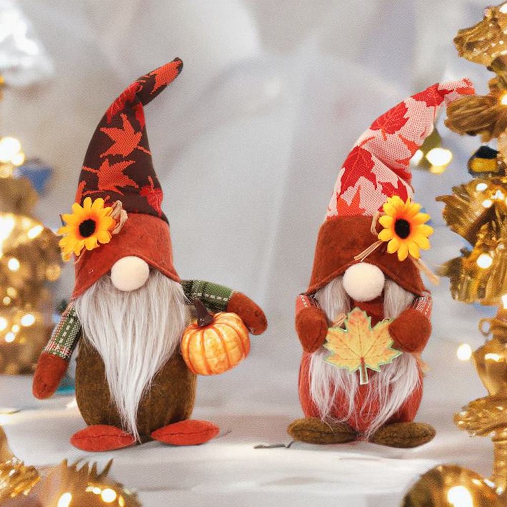 Well Dressed Home 2 Piece Fall Gnome Set Hand Towels Thanksgiving So Cute!