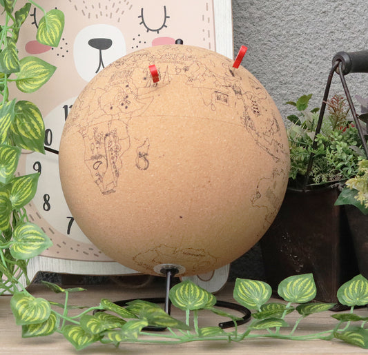 Cork globe with push pin markers