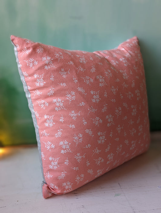 Reversible Peach and Grey Throw Pillow