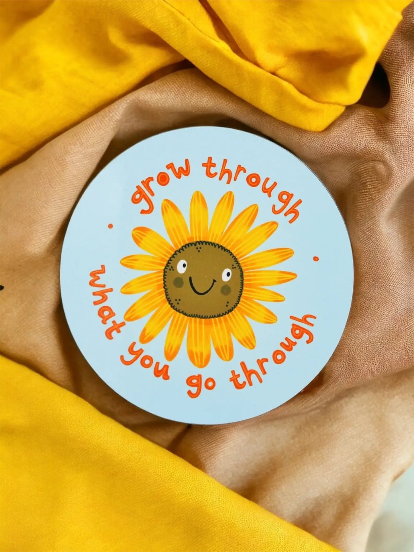 Round Sunflower Coaster -Self Care