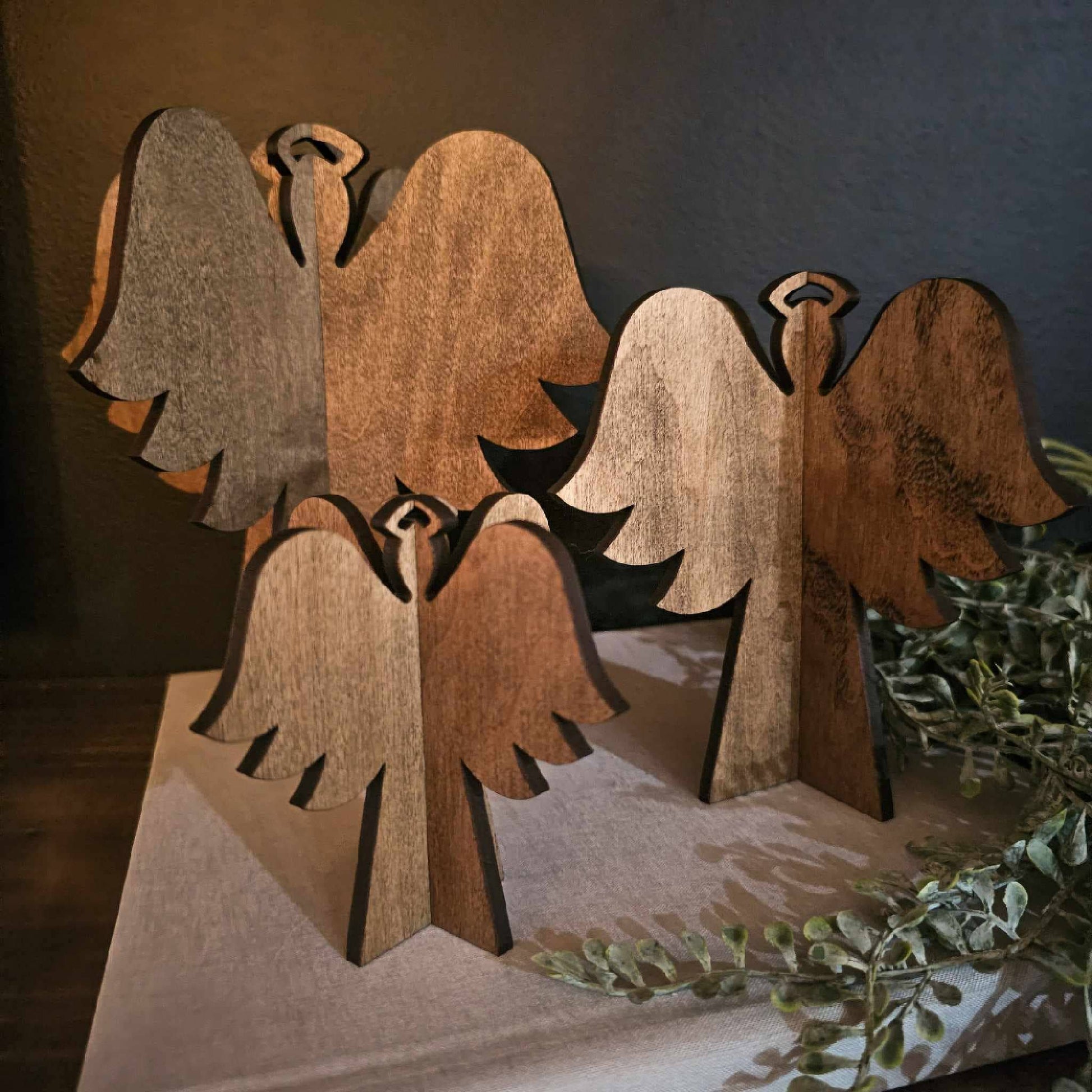 3d wood angels